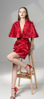 Cherie A-line V-Neck Taffeta Mini Dress - MEAN BLVD