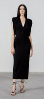 Cheryl Sheath V-Neck Polycotton Midi Dress - MEAN BLVD