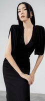 Cheryl Sheath V-Neck Polycotton Midi Dress - MEAN BLVD