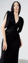 Cheryl Sheath V-Neck Polycotton Midi Dress - MEAN BLVD