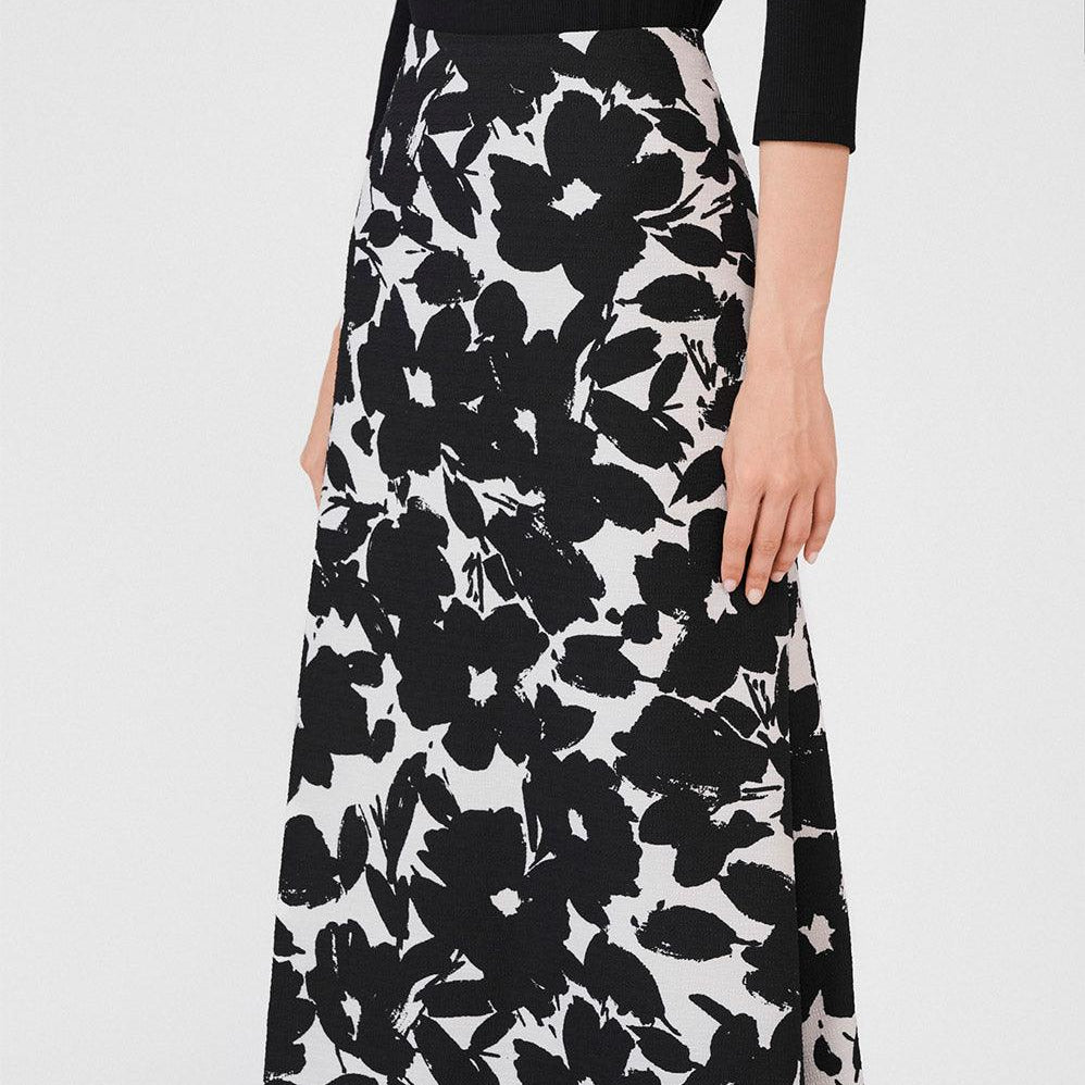 Cheyenne A-line High Waist Poly Silk Midi Skirt - MEAN BLVD