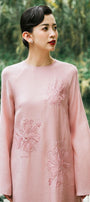 Chi Straight Round Neck Floss Silk Calf Length Ao Dai - MEAN BLVD