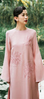 Chi Straight Round Neck Floss Silk Calf Length Ao Dai - MEAN BLVD