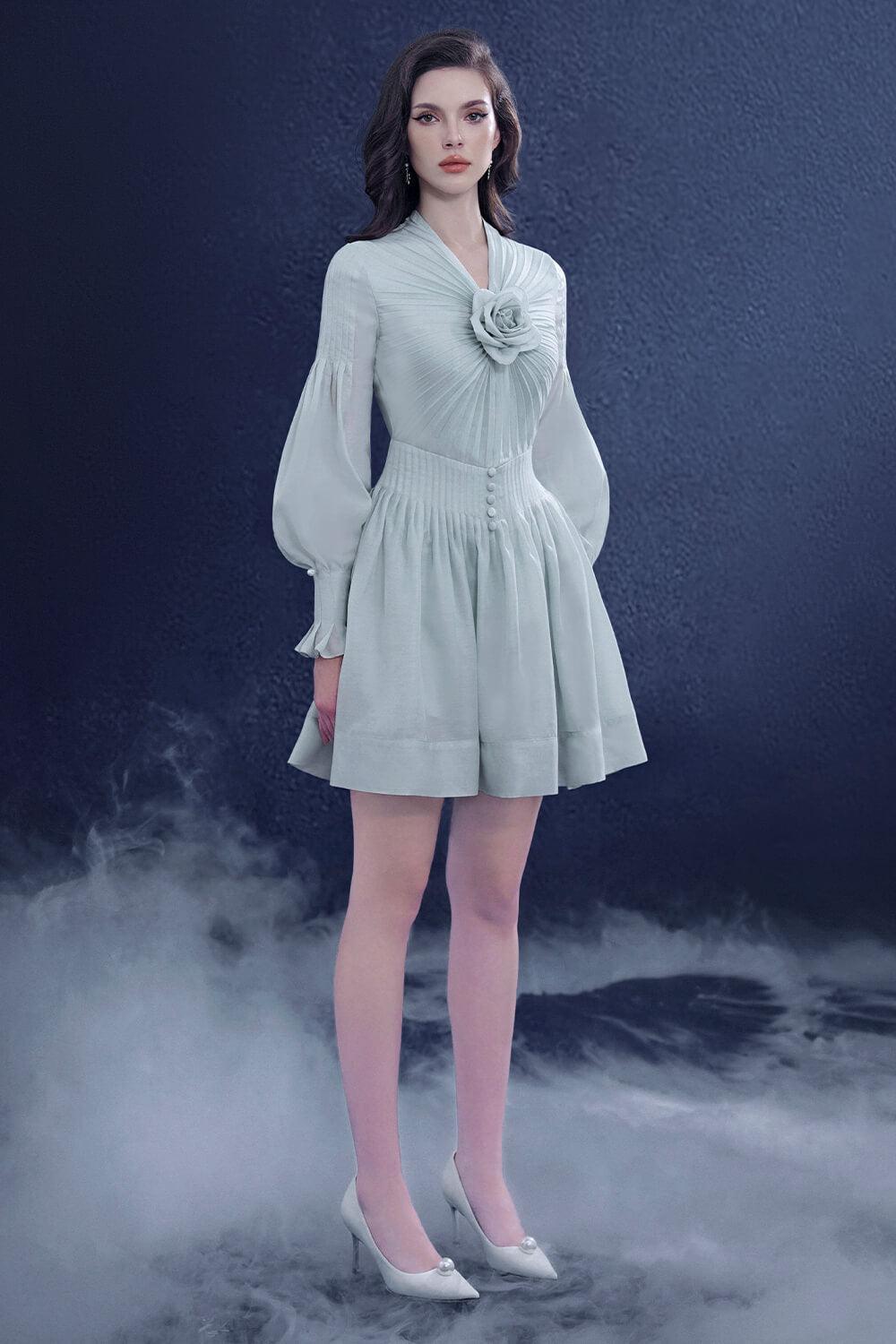 Chicara A-line Pleated Silk Mini Dress - MEAN BLVD