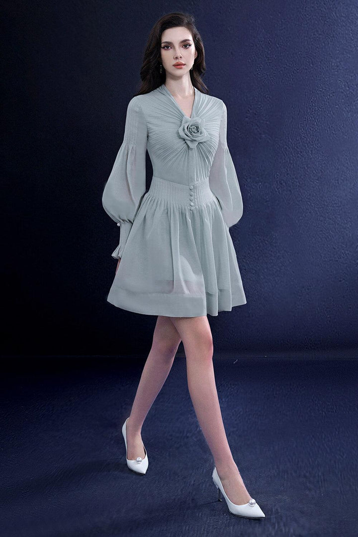 Chicara A-line Pleated Silk Mini Dress - MEAN BLVD