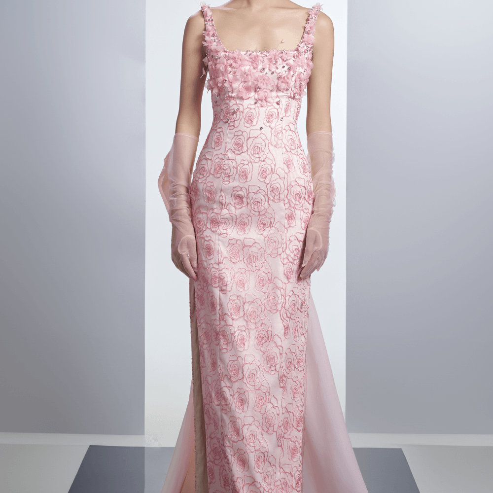 Elyse Sheath Extended Flap Polyester Maxi Dress