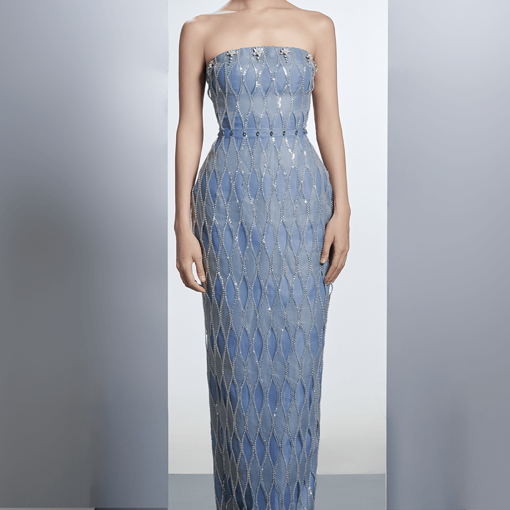 Zaniyah Pegged Straight Across Neck Polyester Maxi Dress
