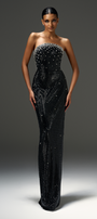 Aurelia Pegged Stone Mesh Floor Length Dress