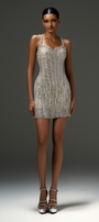 Joelle Sheath Stone Mesh Mini Dress