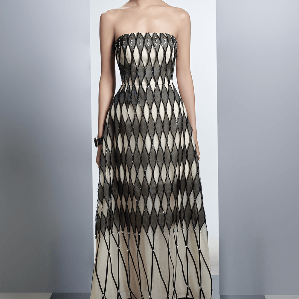 Malakai A-line Straight Across Neck Polyester Maxi Dress