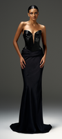 Amani Sheath Heart Neck Mesh Floor Length Dress