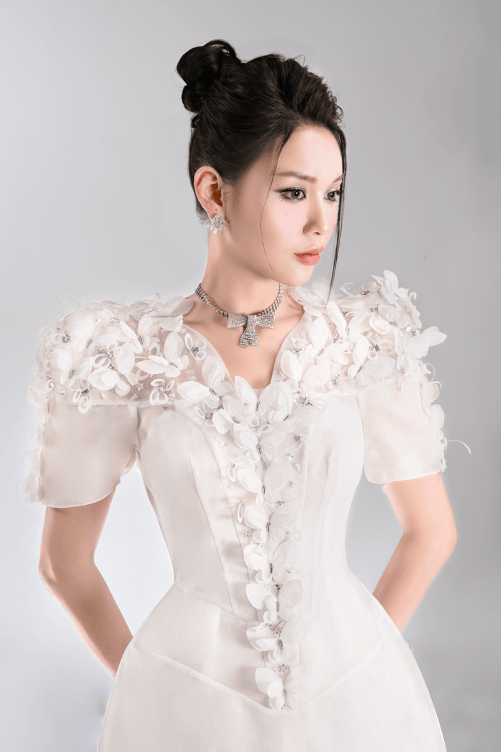 Chloe A-line V-Neck Organza Mini Dress - MEAN BLVD