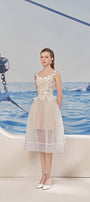 Chloe Fit and Flare Flower Applique Lace Midi Dress - MEAN BLVD