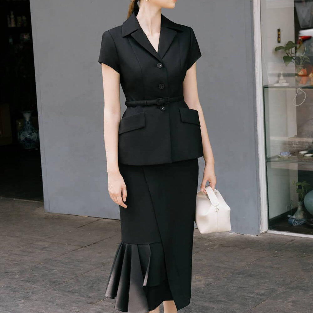 Chloe Fit and Flare Short Sleeved Surah Blazer - MEAN BLVD