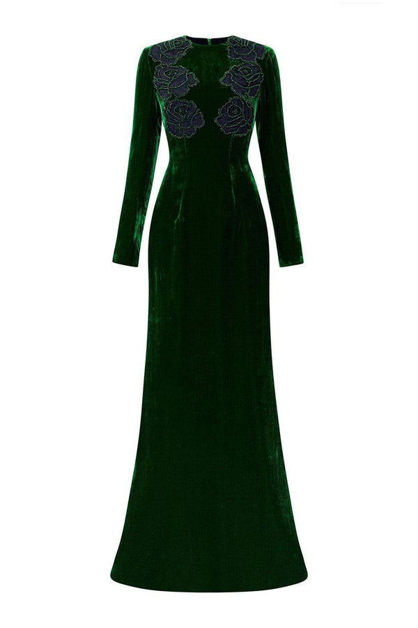 Chloe Mermaid Long Sleeved Velvet Floor Length Dress - MEAN BLVD