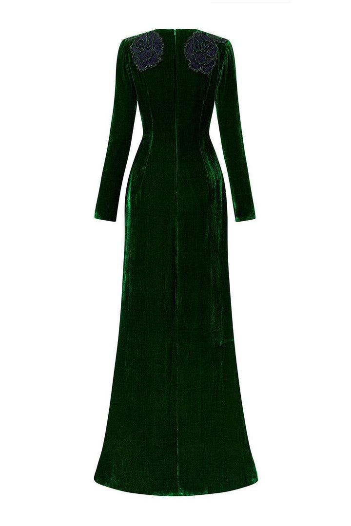 Chloe Mermaid Long Sleeved Velvet Floor Length Dress - MEAN BLVD