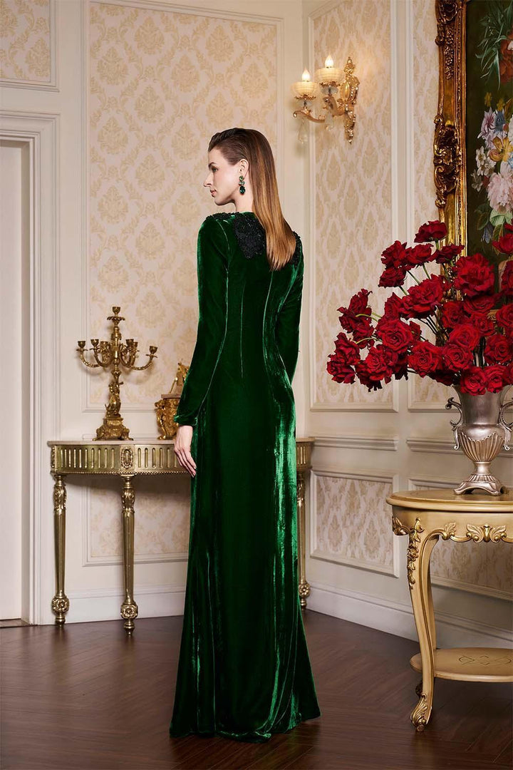 Chloe Mermaid Long Sleeved Velvet Floor Length Dress - MEAN BLVD