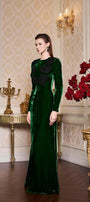 Chloe Mermaid Long Sleeved Velvet Floor Length Dress - MEAN BLVD