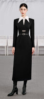 Chocolate Sheath Square Shoulder Cotton Midi Dress - MEAN BLVD