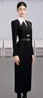 Chocolate Sheath Square Shoulder Cotton Midi Dress - MEAN BLVD