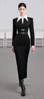 Chocolate Sheath Square Shoulder Cotton Midi Dress - MEAN BLVD