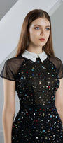 Christina A-line Short Sleeved Mesh Sheer Midi Dress - MEAN BLVD