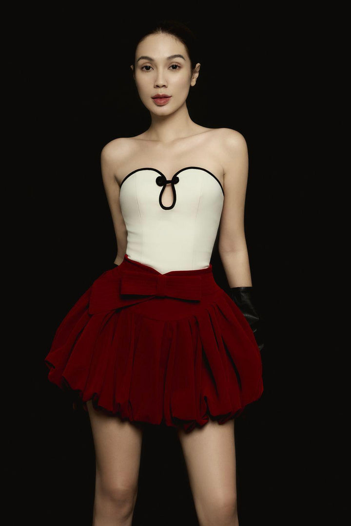 Chu Sa Balloon High Waist Velvet Mini Skirt - MEAN BLVD