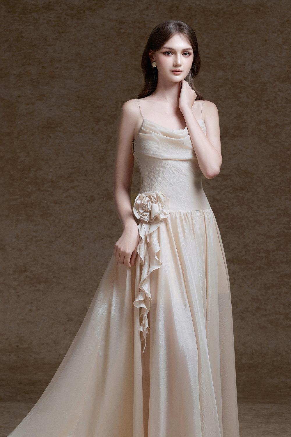 Ciara A-line Cowl Neck Voile Maxi Dress - MEAN BLVD