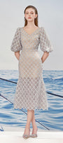 Ciara Trumpet Leg Of Mutton Sleeved Lace Midi Dress - MEAN BLVD