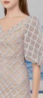 Ciara Trumpet Leg Of Mutton Sleeved Lace Midi Dress - MEAN BLVD