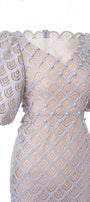 Ciara Trumpet Leg Of Mutton Sleeved Lace Midi Dress - MEAN BLVD