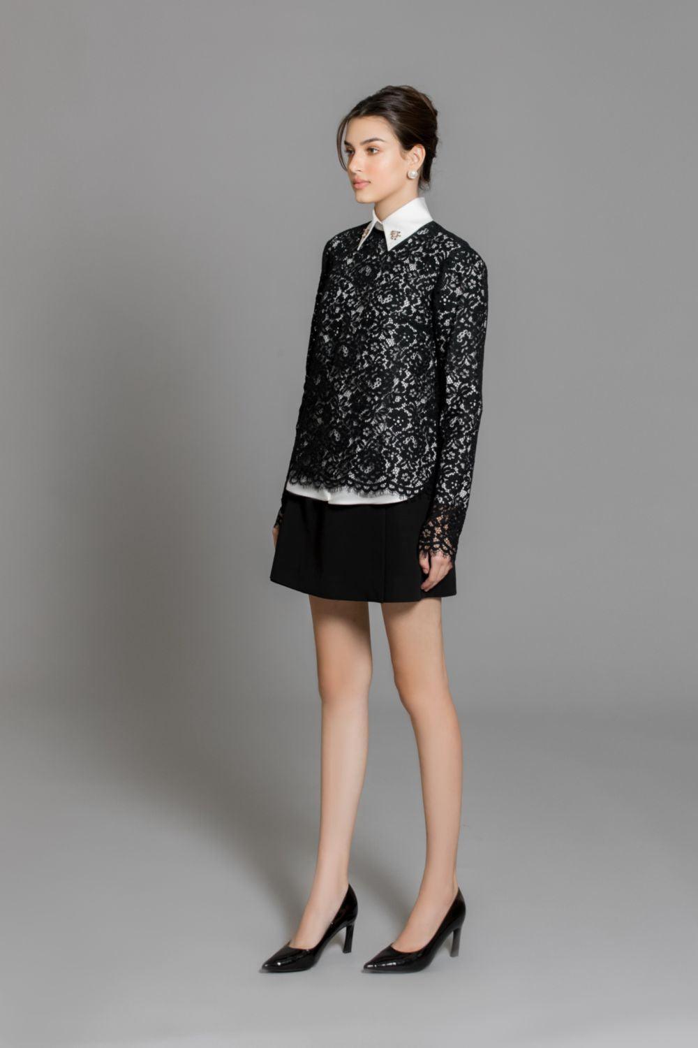 Cielo Straight Long Sleeved Lace Top - MEAN BLVD