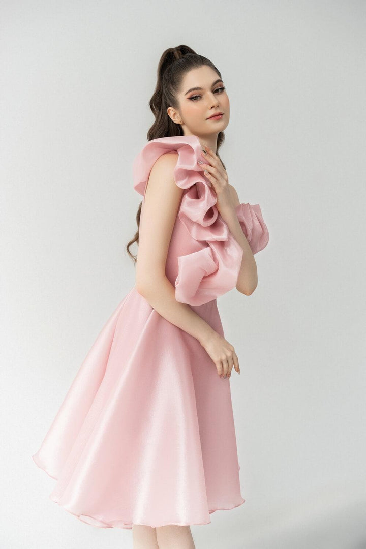 Cinderella A-line Drop Shoulder Silk Organza Knee-length Dress - MEAN BLVD