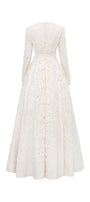 Cisneros Ball Gown Round Neck Silk Lace Floor Length Dress - MEAN BLVD