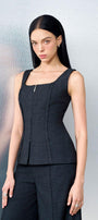 Citrine Hourglass Square Neck Denim Top - MEAN BLVD