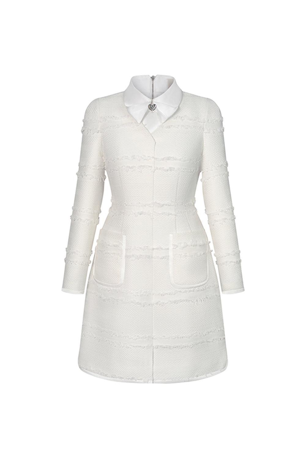 Claire A-line Collared Neck Tweed Mini Dress - MEAN BLVD