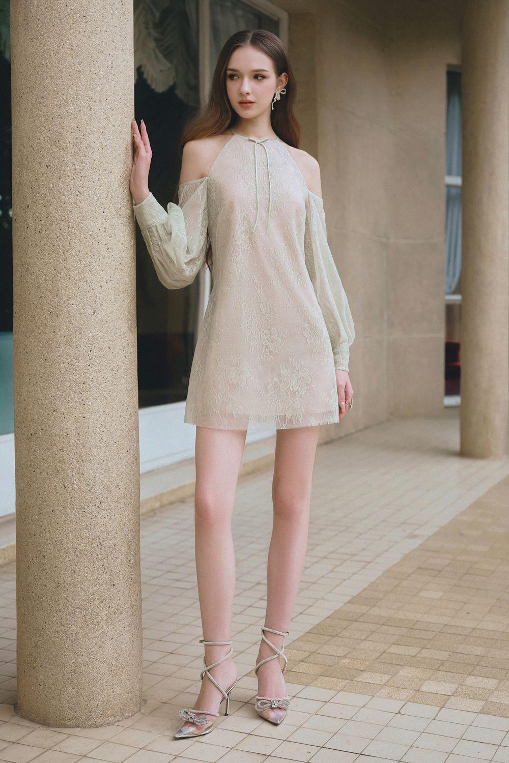 claire lace mini dress For Love & Lemons Claire Mini Dress in Cream
