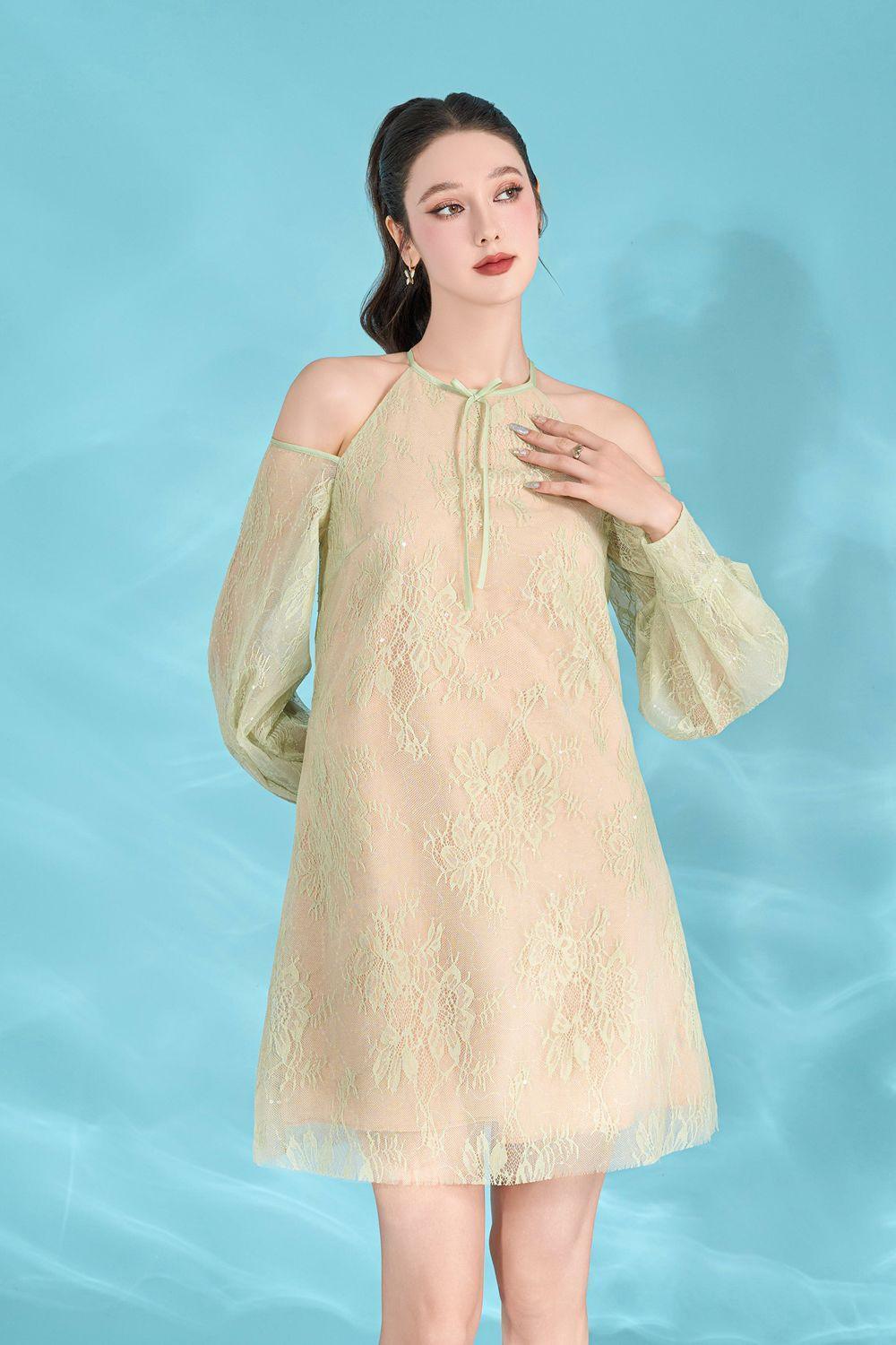 Claire Straight Cold Shoulder Sleeved Lace Mini Dress - MEAN BLVD