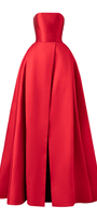 Clara Ball Gown Straight Across Neck Taffeta Maxi Dress - MEAN BLVD