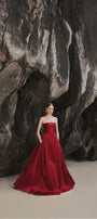 Clara Ball Gown Straight Across Neck Taffeta Maxi Dress - MEAN BLVD