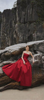 Clara Ball Gown Straight Across Neck Taffeta Maxi Dress - MEAN BLVD