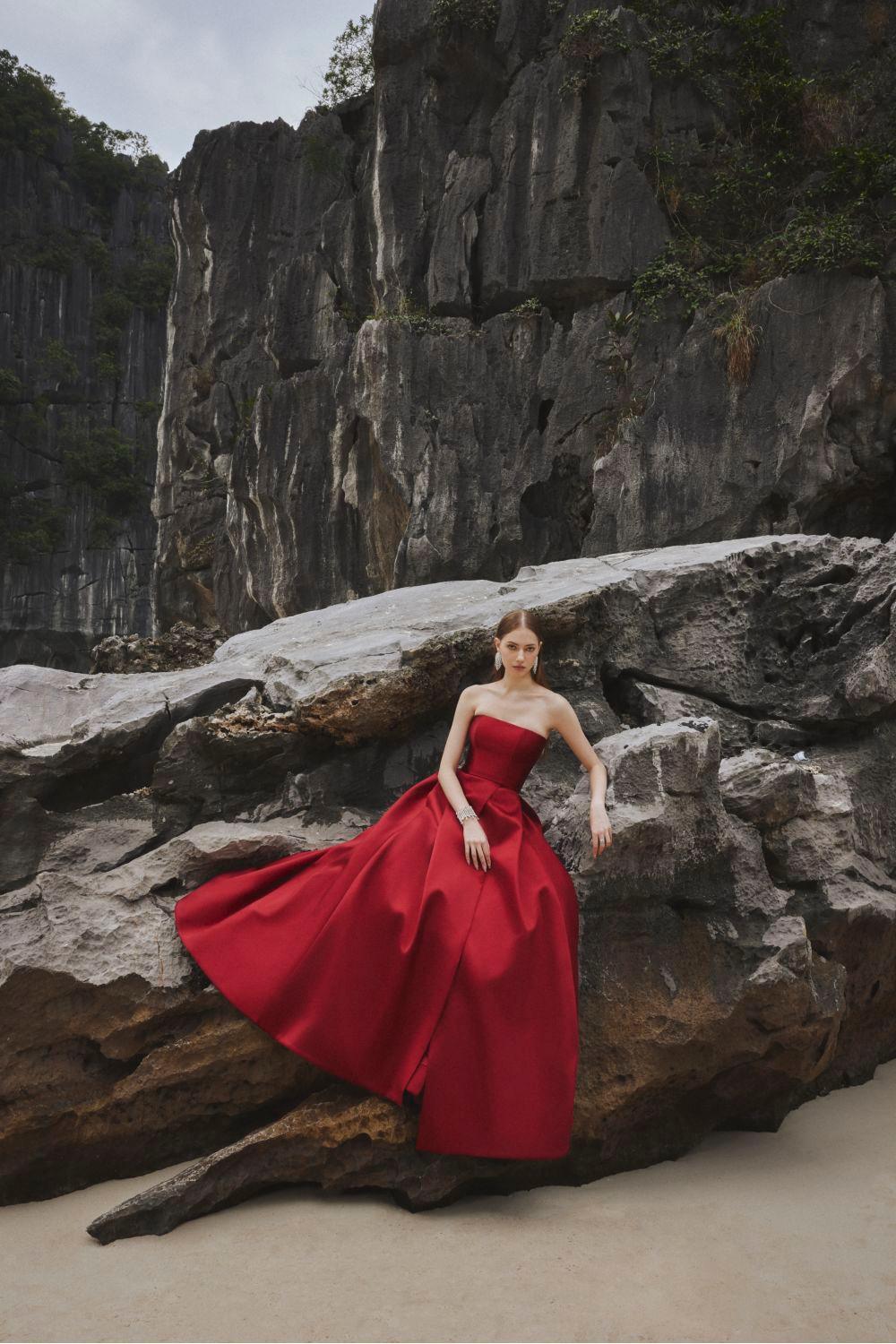 Clara Ball Gown Straight Across Neck Taffeta Maxi Dress - MEAN BLVD