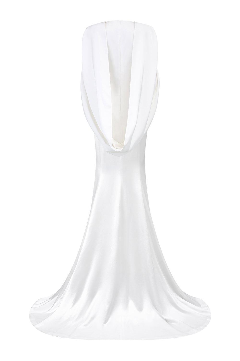 Clarissa Mermaid Cape Sleeved Silk High-low Dress - MEAN BLVD