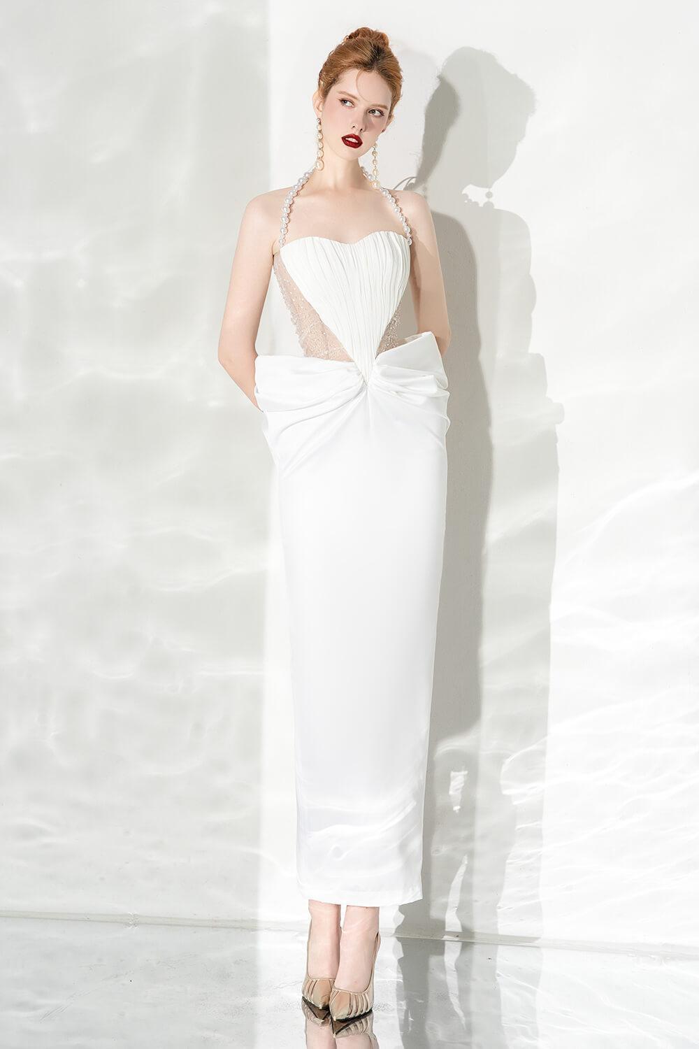 Clarity Halter Sleeveless Cotton Spandex Ankle Length Dress - MEAN BLVD