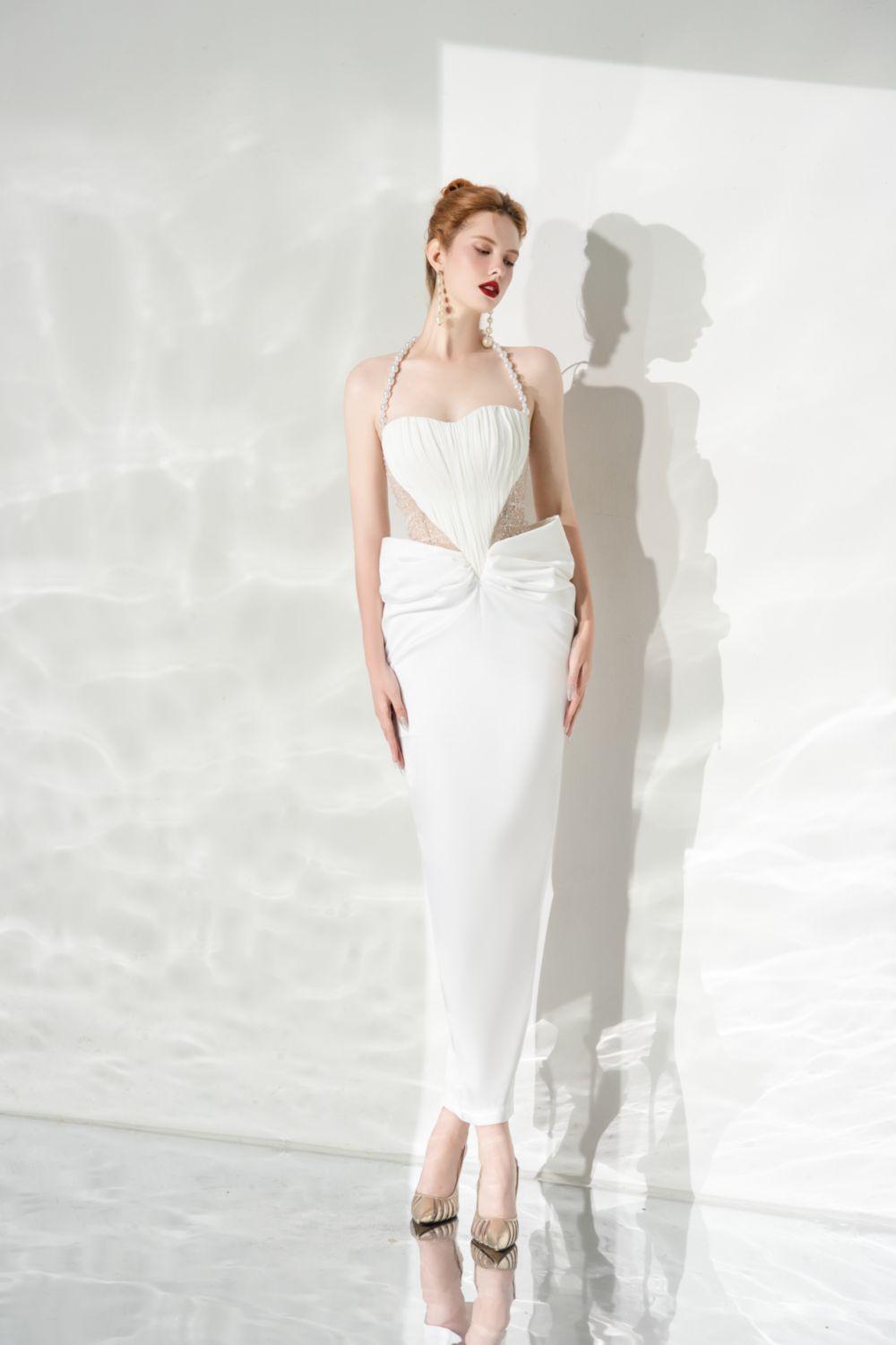 Women's Clarity Halter Sleeveless Cotton Spandex Ankle Length Dress S/M/L White MEAN BLVD White / Customize Women's Clarity Halter Sleeveless Cotton Spandex Ankle Length Dress S/M/L White MEAN BLVD White / Customize