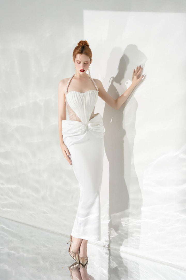 Clarity Halter Sleeveless Cotton Spandex Ankle Length Dress - MEAN BLVD