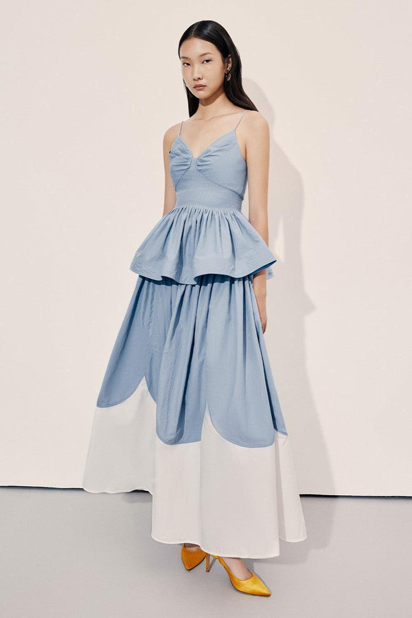 Clementine Drop Waist Flared Poplin Floor Length Skirt - MEAN BLVD