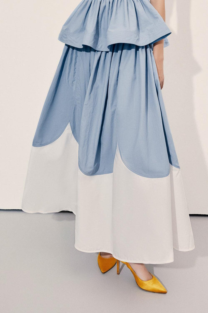 Clementine Drop Waist Flared Poplin Floor Length Skirt - MEAN BLVD