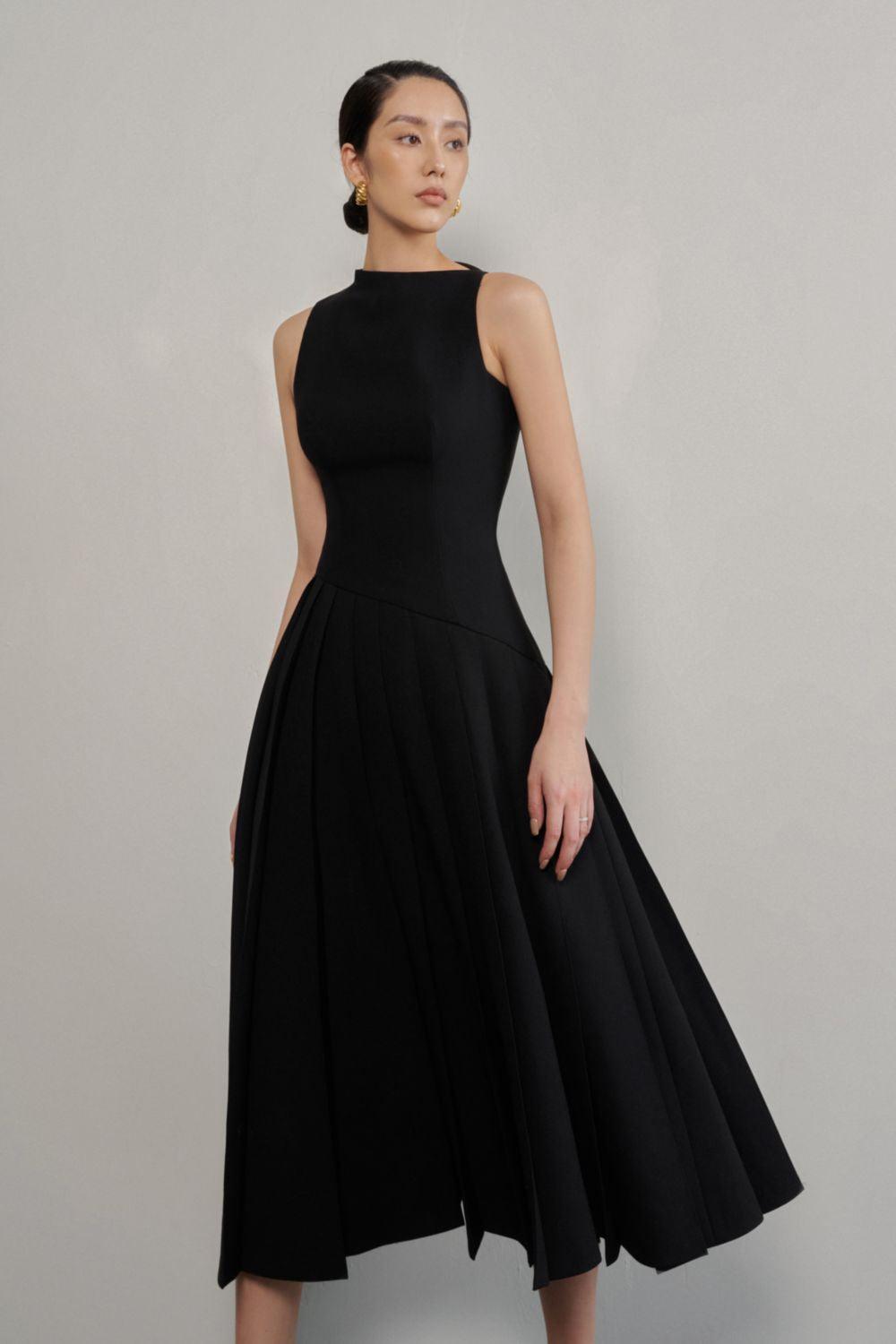 Women's Climb Climb Fit and Flare Sleeveless Cotton Midi Dress S/M/L/Xl Black Mean Blvd Black / XL