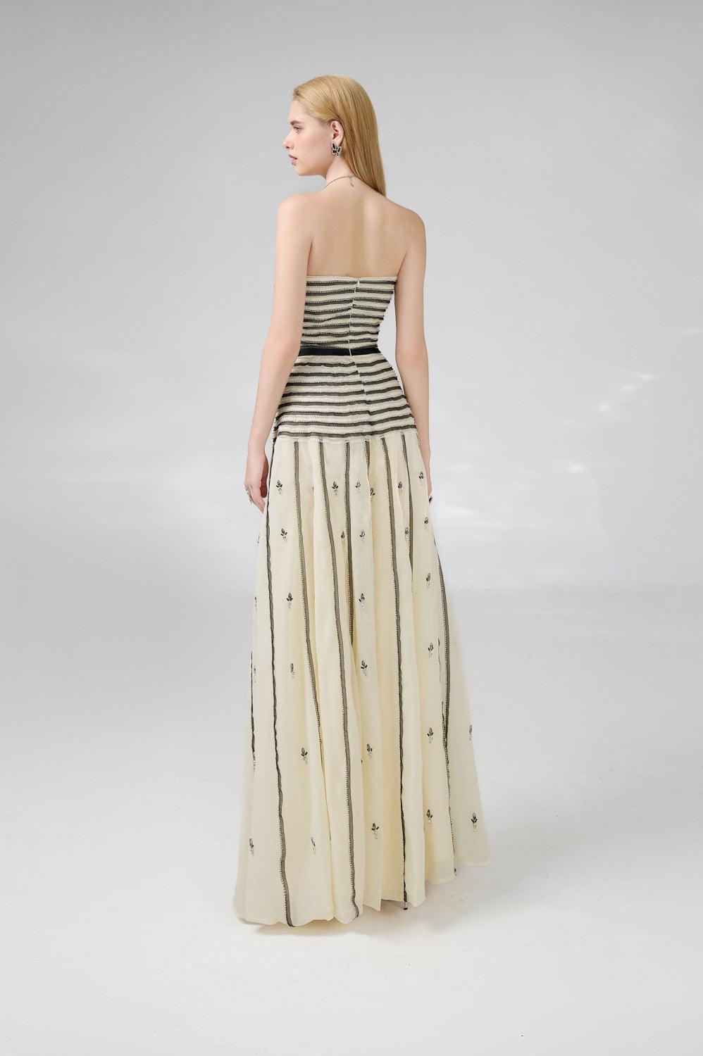 Cline Strapless Stone Organza Floor Length Dress - MEAN BLVD